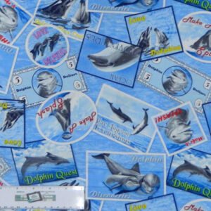 Quilting Patchwork Cotton Sewing Fabric DOLPHINS ALLOVER 50x55cm FQ NEW