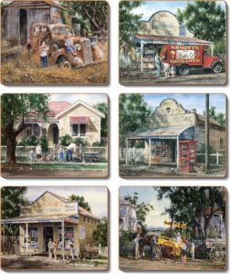 Country Inspired Kitchen TIMES NOW PAST Cinnamon Cork backed Placemats/Coasters Set6