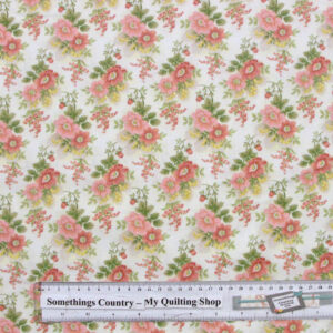 Quilting Patchwork Sewing Fabric GENTLE GARDEN FLORAL WHITE 50x55cm FQ NEW
