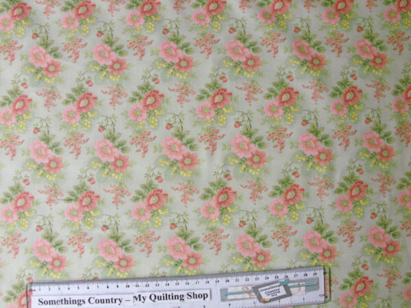 Quilting Patchwork Sewing Fabric GENTLE GARDEN FLORAL GREY 50x55cm FQ NEW