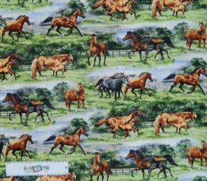 Patchwork Quilting Sewing Cotton Fabric HORSES PASTURES 50x55cm New