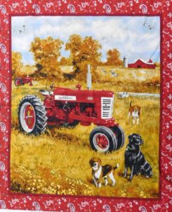 Patchwork Quilting Sewing Fabric FARMALL TRACTOR LARGE Panel 90 x 110cm New Material