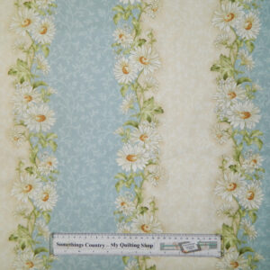Quilting Patchwork Sewing Cotton Fabric PALE BLUE DAISY BORDER 50x55cm FQ NEW