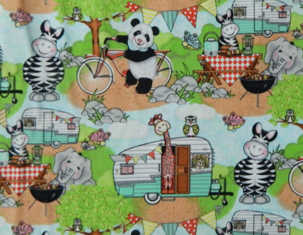 Patchwork Quilting Sewing Fabric KIDS ANIMALS CAMPING Material 50x55cm New