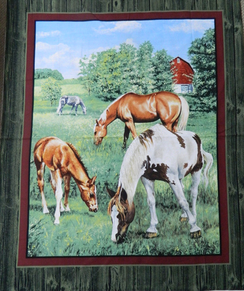 Patchwork Quilting Sewing Fabric VALLEY CREST HORSE Panel Cotton Material 90x110cm New