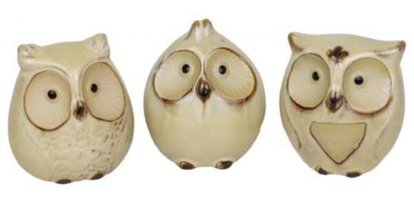 French Country Inspired Decorative Ornamental Set of 3 Owls Cute Figurines Collectable New