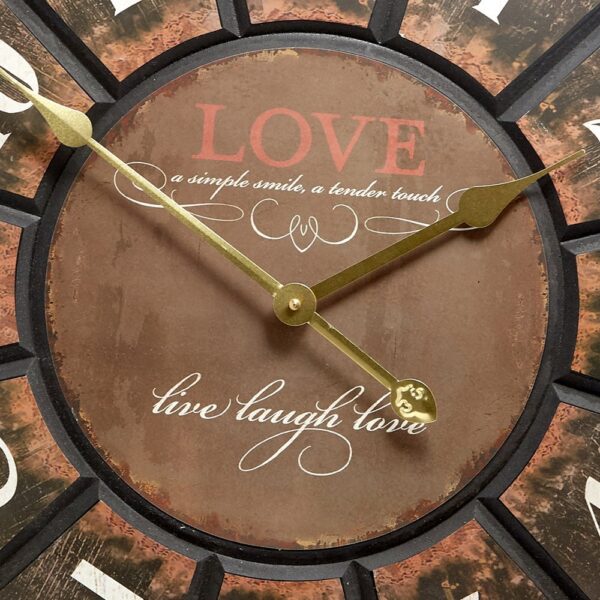 Clock French Country Vintage Inspired Wall Clock 60cm BLACK LOVE LARGE New Time
