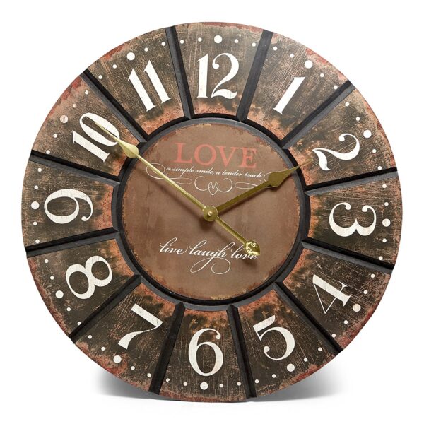 Clock French Country Vintage Inspired Wall Clock 60cm BLACK LOVE LARGE New Time