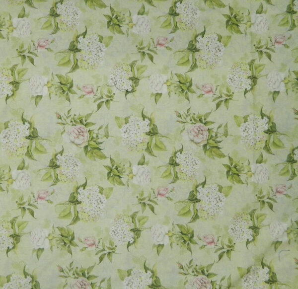 Quilting Patchwork Sewing Fabric ROMANTIC FLORAL PALE GREEN Cotton 50x55cmFQ NEW Freepost