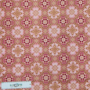 Quilting Patchwork Sewing Fabric METALLIC PINK TILES Allover Cotton 50x55cmFQ NEW Freepost