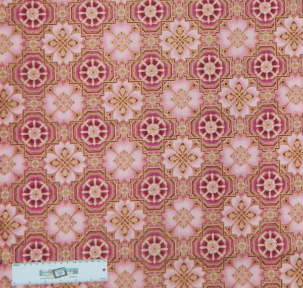 Quilting Patchwork Sewing Fabric METALLIC PINK TILES Allover Cotton 50x55cmFQ NEW Freepost