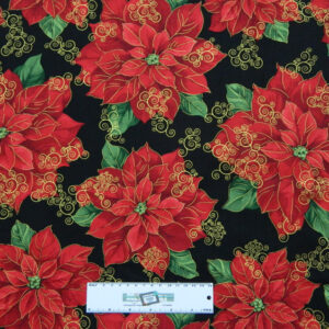 Quilting Patchwork Sewing Fabric RED XMAS FLOWERS ALLOVER 50x55cm FQ New