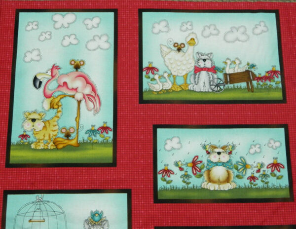 Patchwork Quilting Sewing Fabric FOWL PLAY CATS DOGS Panel 60x110cm New
