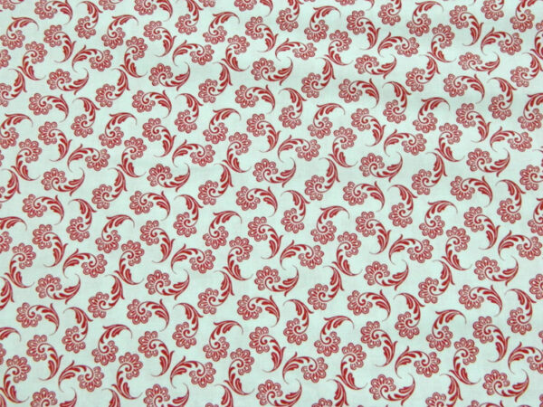 Quilting Patchwork Sewing Fabric RED ON WHITE FLOURISH 50x55cm FQ New Material
