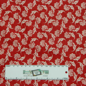 Quilting Patchwork Sewing Fabric WHITE ON RED FLOURISH 50x55cm FQ New Material
