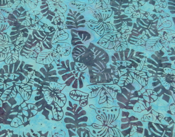 Quilting Patchwork Sewing Fabric BATIK LUSH BLUE LEAVES 50x55cm FQ New