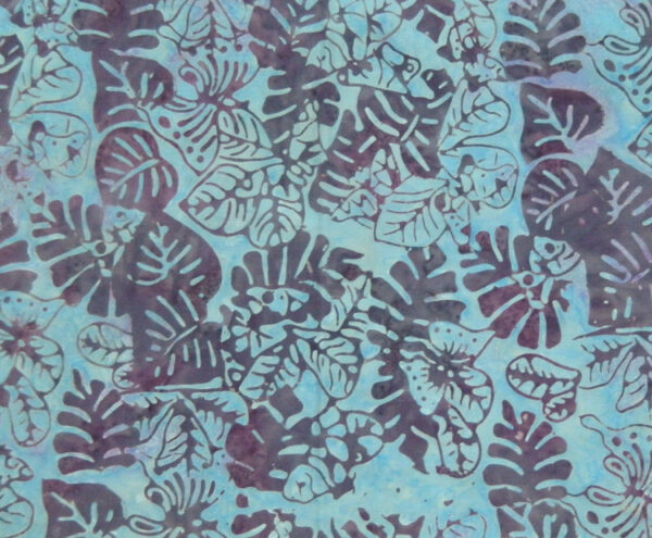 Quilting Patchwork Sewing Fabric BATIK LUSH BLUE LEAVES 50x55cm FQ New