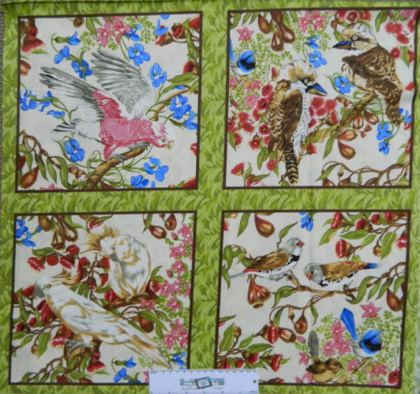 Patchwork Quilting Sewing Fabric AUSTRALIAN BIRDS Panel 60x55cm New Material