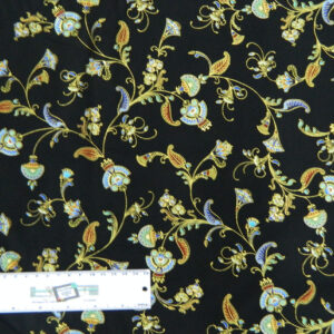 Patchwork Quilting Fabric GOLD METALLIC FLORAL VINE Cotton FQ 50X55cm NEW Material