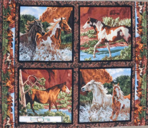 Patchwork Quilting Sewing Fabric RIVERS EDGE HORSES WESTERN Set 4 Panels 90x110cm New