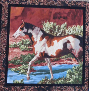 Patchwork Quilting Sewing Fabric RIVERS EDGE HORSES WESTERN 2 Panel 45x45cm New