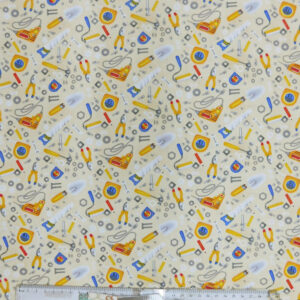 Quilting Patchwork Sewing Fabric TOOLS ON CREAM Cotton Material 50x55cm FQ NEW