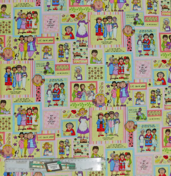 Quilting Patchwork Sewing Fabric CHURCH KITCHEN LADIES Material 50x55cmFQ NEW