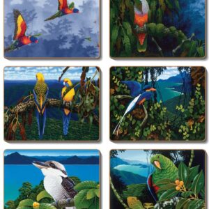 Country Kitchen Aussie AUSTRALIAN BIRDS Cinnamon Cork Backed Placemats OR Coasters Set 6