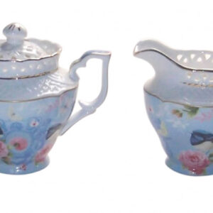 French Country Chic China Kitchen BLUE WREN Sugar and Creamer Set FREE POST New