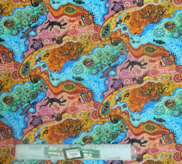 Patchwork Quilting Sewing Fabric ABORIGINAL DILKARA BRIGHT Material 50x55cm FQ New