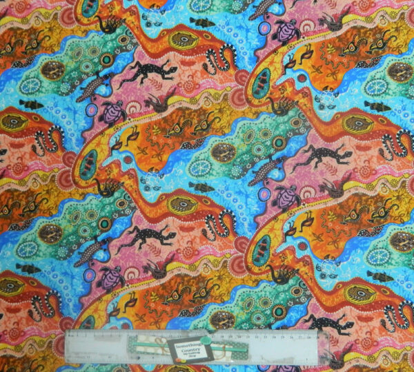 Patchwork Quilting Sewing Fabric ABORIGINAL DILKARA BRIGHT Material 50x55cm FQ New