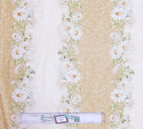 Patchwork Quilting Sewing Fabric GENTLE BREEZE COFFEE FLORAL BORDER 50x55cm FQ New
