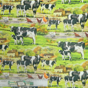Patchwork Quilting Sewing Fabric FARMYARD FRIENDS COWS Material 50x55cm FQ New