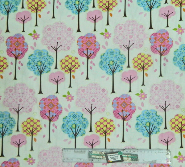 Patchwork Quilting Sewing Fabric PINK PRETTY TREES Material 50x55cmFQ New