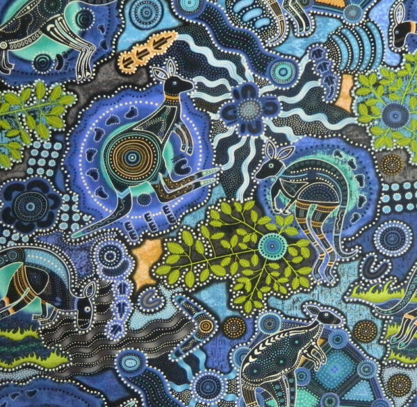 Patchwork Quilting Sewing Fabric KANGAROO WALKABOUT ABORIGINAL Cotton Material 50x55cmFQ New