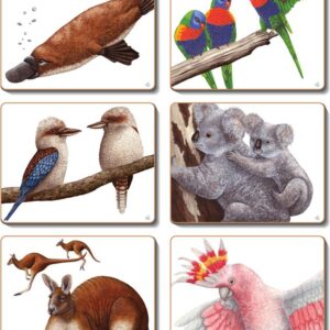 Country Kitchen AUSSIE ANIMALS Cork Backed Placemats or Coasters Set 6 NEW Cinnamon