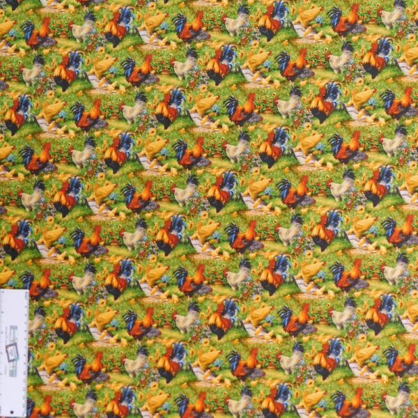 Patchwork Quilting Sewing Fabric OLD FARMSTEAD ROOSTERS 50x55cm FQ New