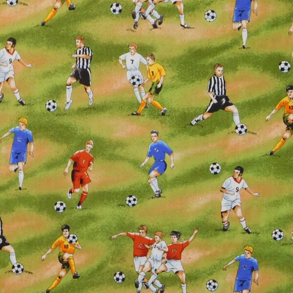 Patchwork Quilting Sewing Fabric SOCCER FOOTBALL PLAYERS 50x55cm FQ New