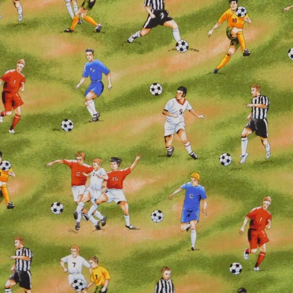 Patchwork Quilting Sewing Fabric SOCCER FOOTBALL PLAYERS 50x55cm FQ New