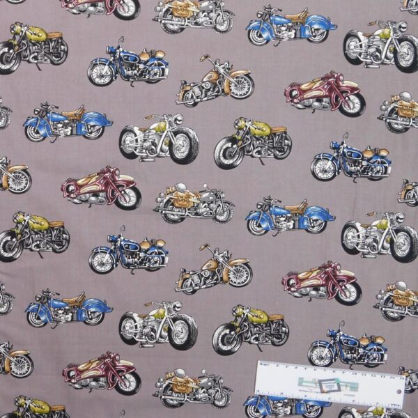 Patchwork Quilting Sewing Fabric CLASSIC MOTORBIKES Material 50x55cm FQ New