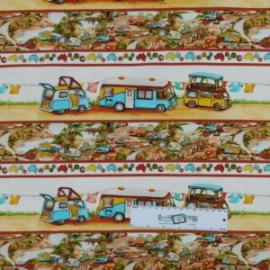 Patchwork Quilting Sewing Fabric CARAVAN BORDERS Material 50x55cmFQ New