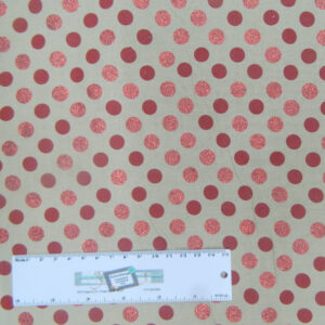 Patchwork Quilting Sewing Fabric FAWN WITH METALLIC RED SPOTS 50x55cm FQ New