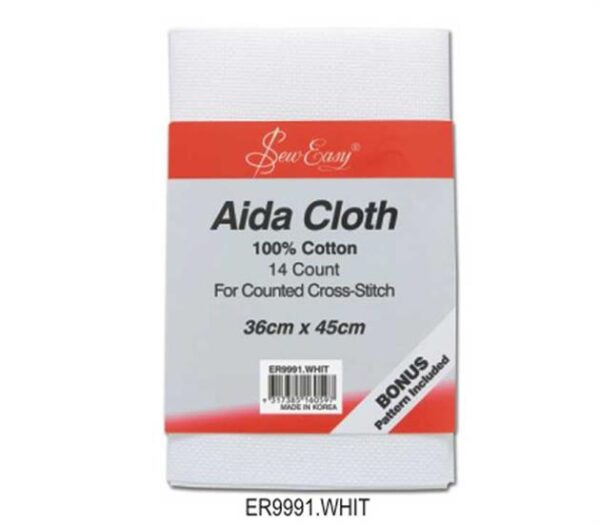 Cross Stitch Aida Cloth 14ct SEW EASY WHITE Size 36x45cm NEW X Stitch Fabric
