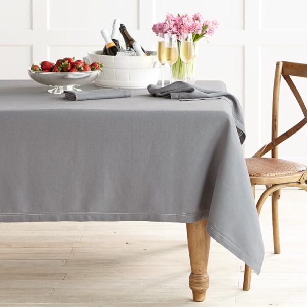 French Country Table Cloth HEMSTITCH Tablecloth GREY Assorted Sizes New