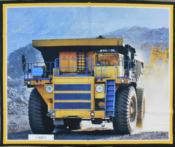 Patchwork Quilting Sewing Fabric MINING HAULAGE TRUCK Panel 90x110cm New