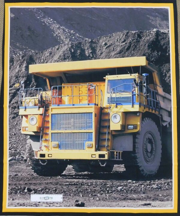Patchwork Quilting Sewing Fabric COAL MINING TRUCK Panel 90x110cm New