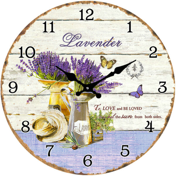 French Country Chic Retro Inspired Wall Clock Small 17cm LAVENDER TO LOVE New