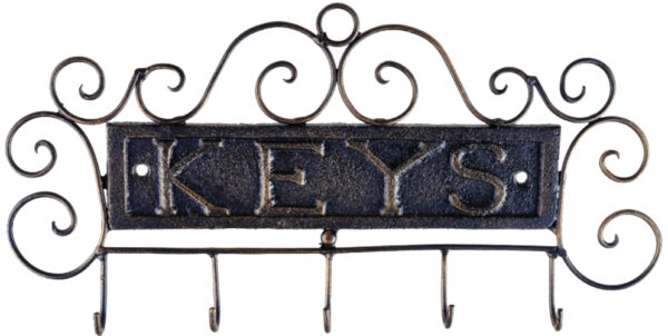 French Country Vintage Inspired Wall Art KEYS Wrought Iron Key Hooks NEW