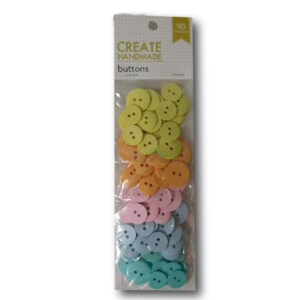 Sewing and Craft Packet of 90 Assorted Colours Buttons PASTELS Pink Blue Aqua New