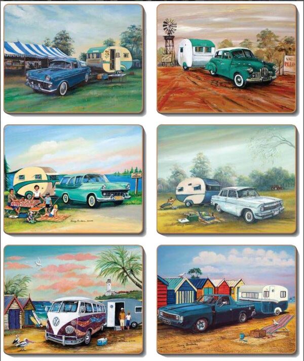 Country Kitchen CLASSICS & CARAVANS Cork Backed Placemats or Coasters Set 6 NEW Cinnamon